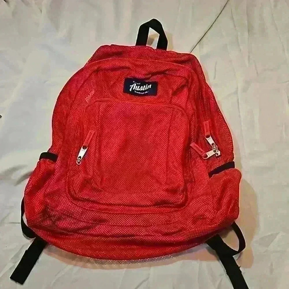 Red Mesh Backpack " The Original Austin Trading Co." - Picture 1 of 6
